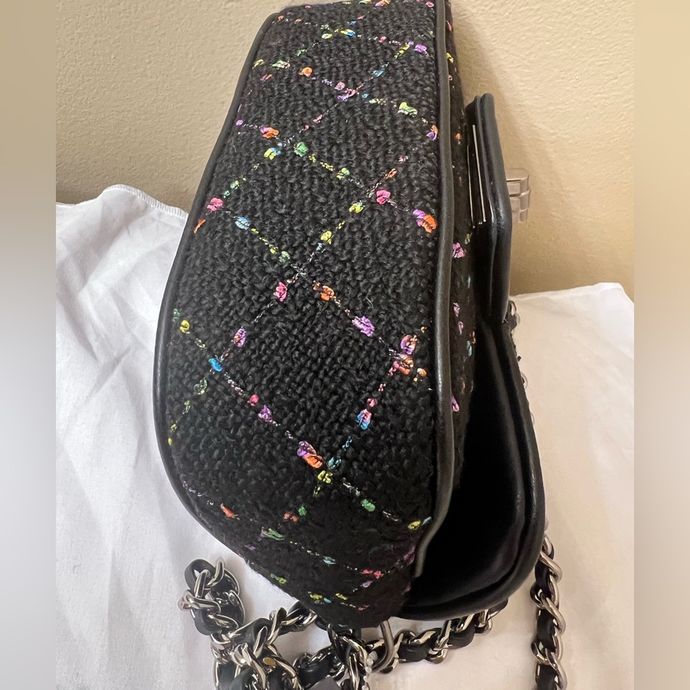 Karl Lagerfeld Black Quilted Crossbody Bag with Multicolor Thread NWT - Picture 9 of 11